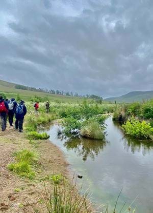 Students on a field trip to Rottal River