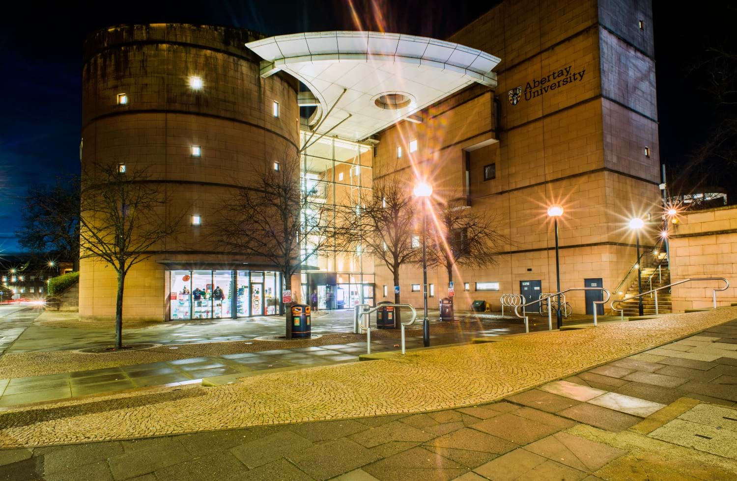 The Abertay Library at night