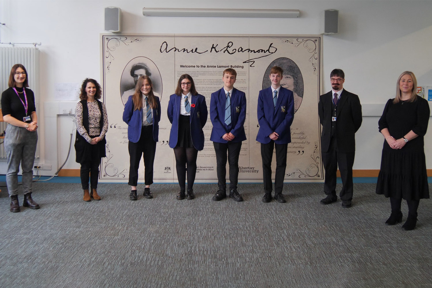 Abertay staff and Grove Academy pupils at launch event