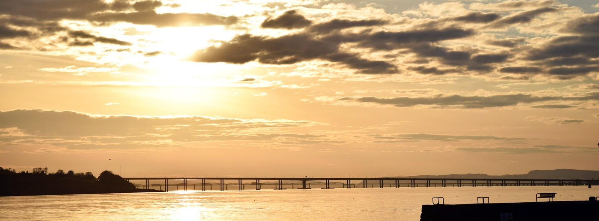 Forth Road Bridge - sun setting above
