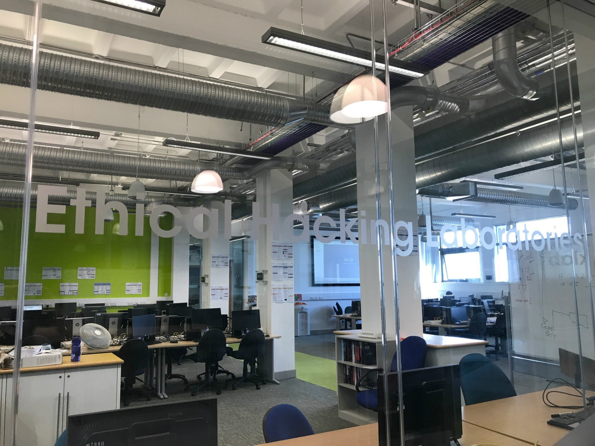 Ethical Hacking Laboratory - room full of Desktop computers