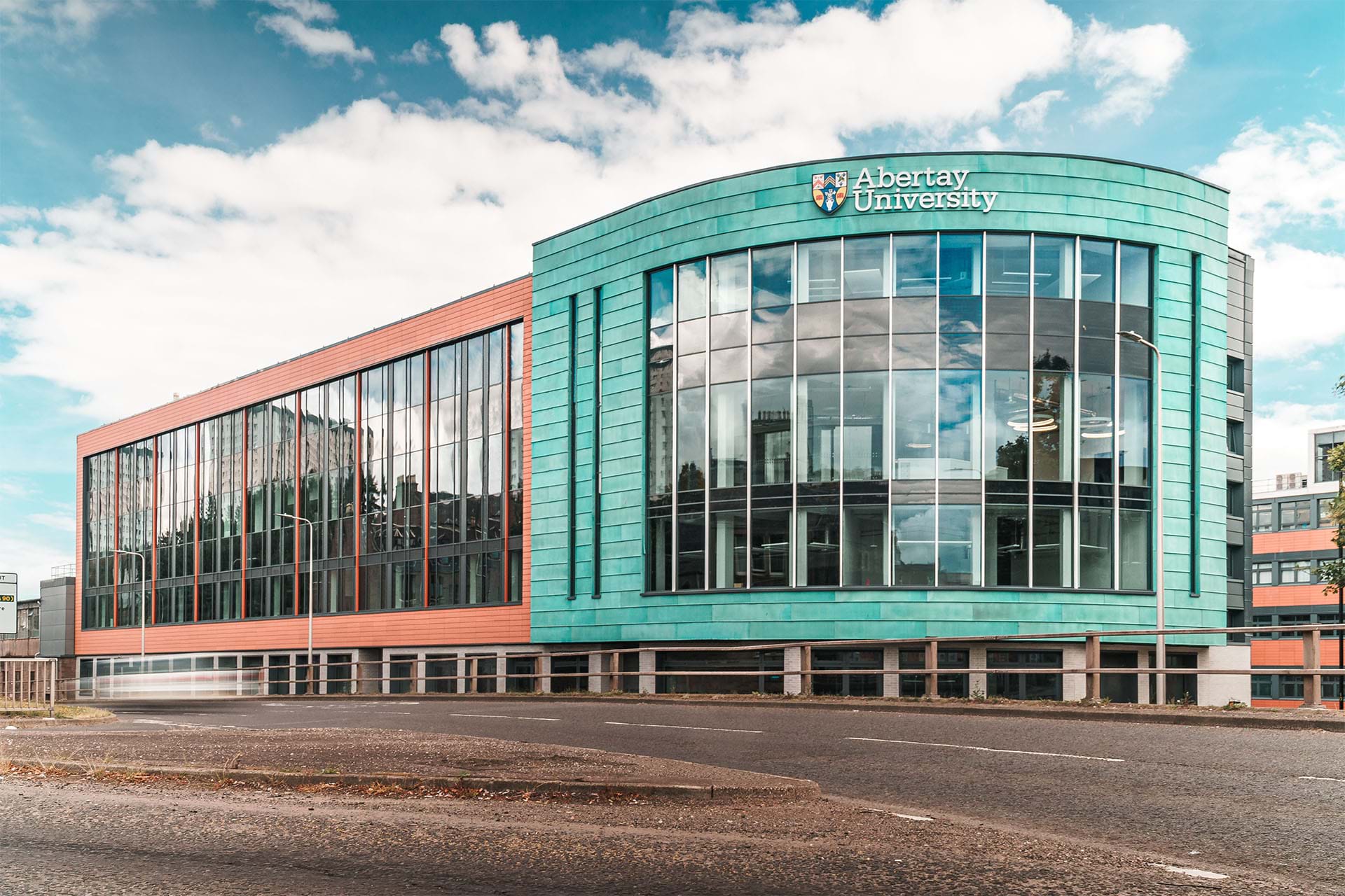 The new northern facade of Abertay University's Kydd Building