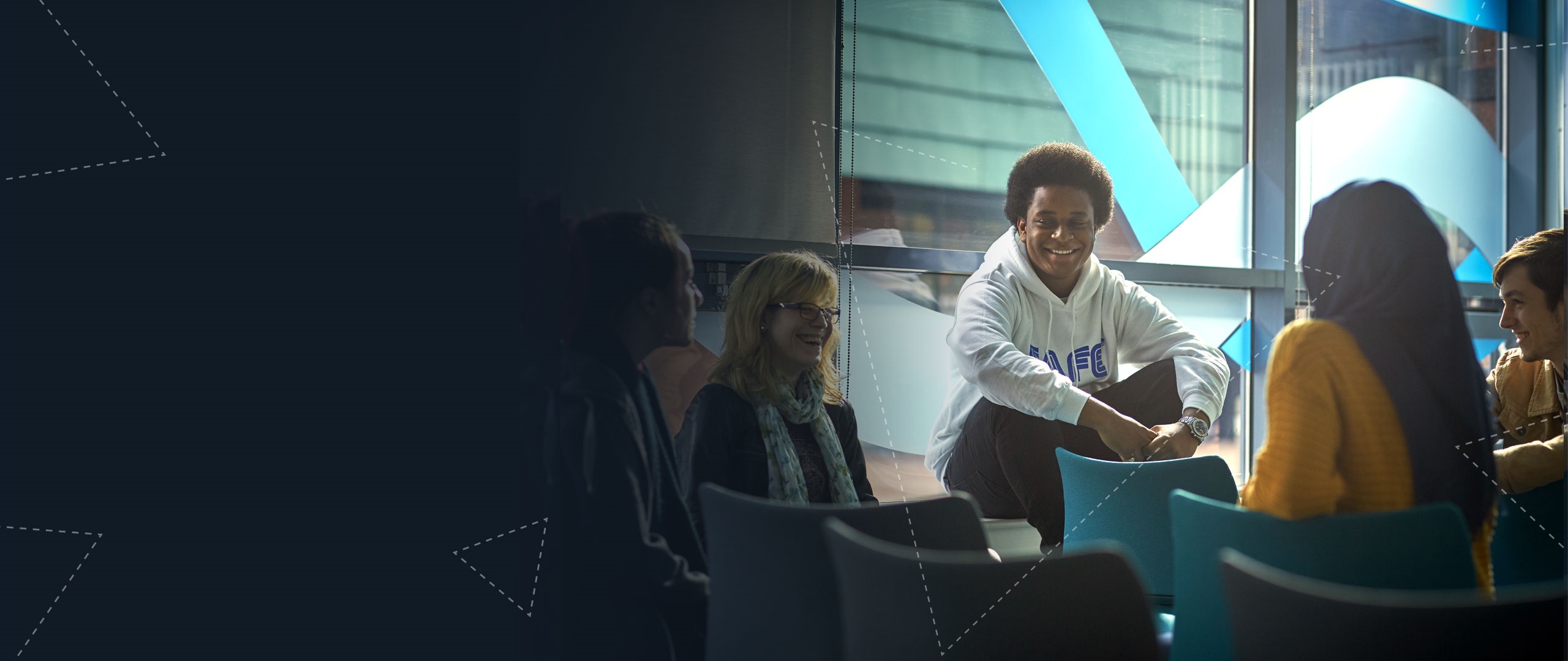 group of people sitting chatting