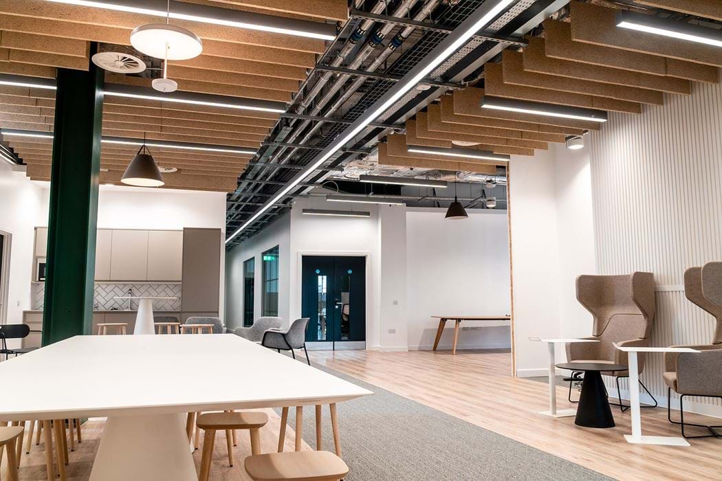 The Abertay cyberQuarter launch photos! Open plan office space with desks and chairs  #4