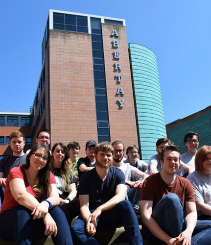 Dare Academy finalists in front of Abertay University.