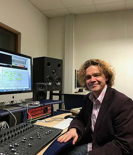 Dr Kenneth McAlpine at the Abertay Recording Studio.