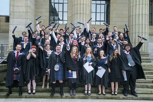One of the 2017 classes graduating Abertay in 2017.