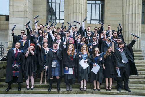 One of the 2017 classes graduating Abertay in 2017.