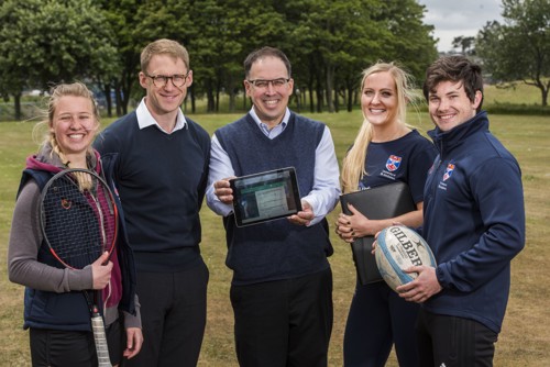 Abertay's Prof David Lavallee with staff and students from St Andrews University