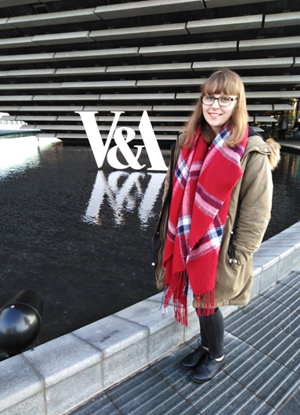 Amanda standing outside of the V&A Dundee