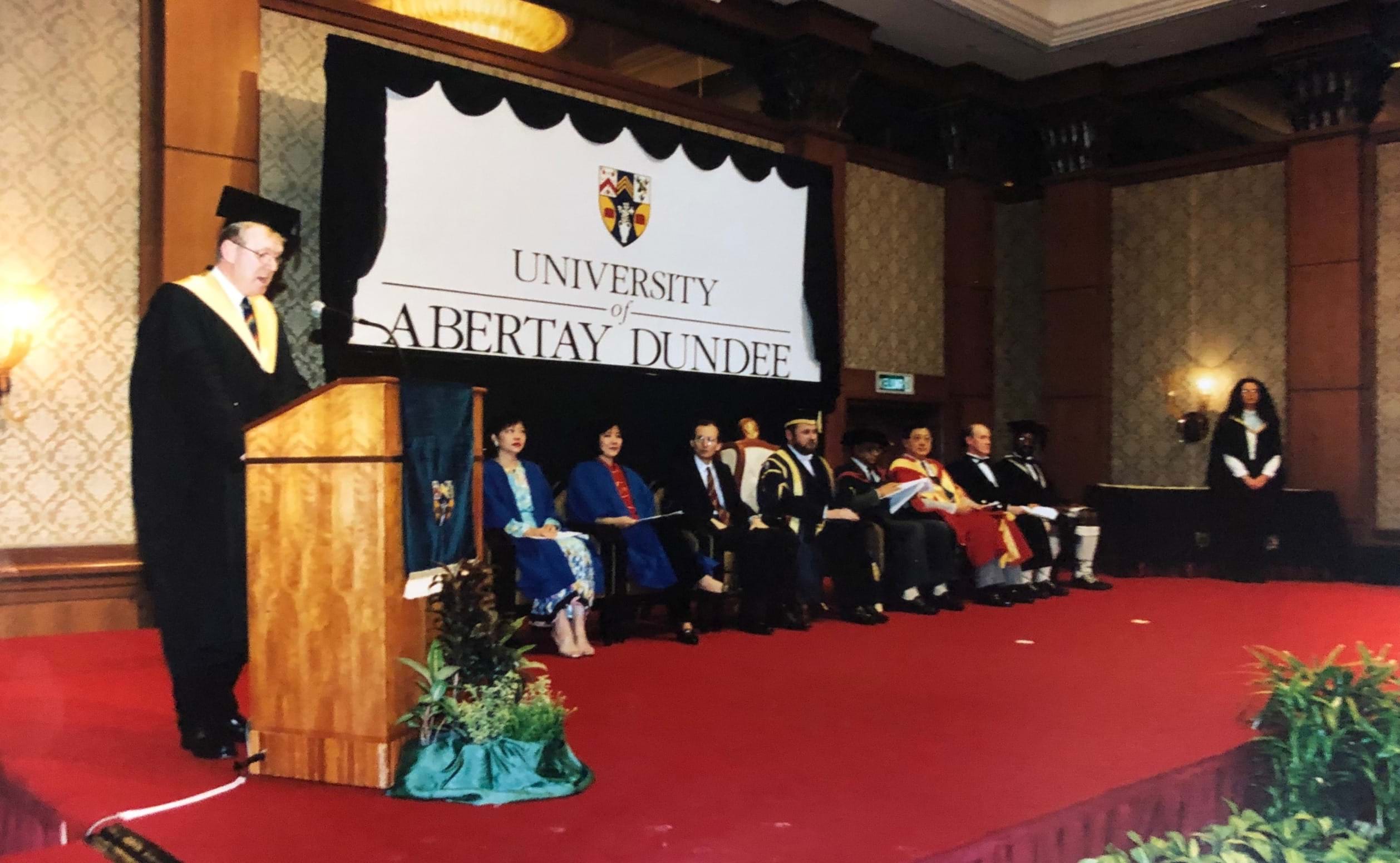 A picture of an Abertay graduation ceremony in the 90s