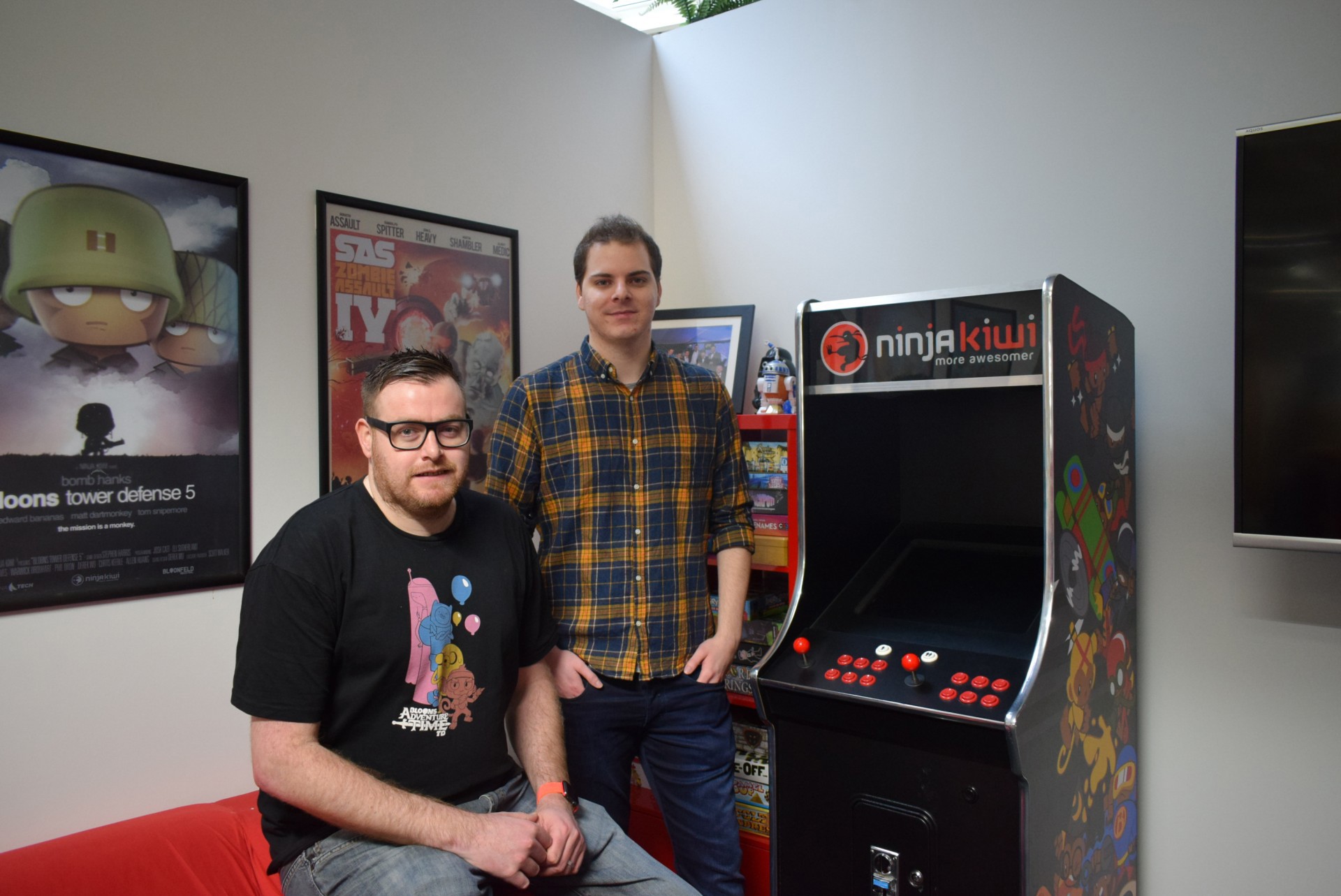 David Hamilton, Executive Vice-President at Ninja Kiwi Europe with Abertay University Computer Game Applications Development student Ross Adshead