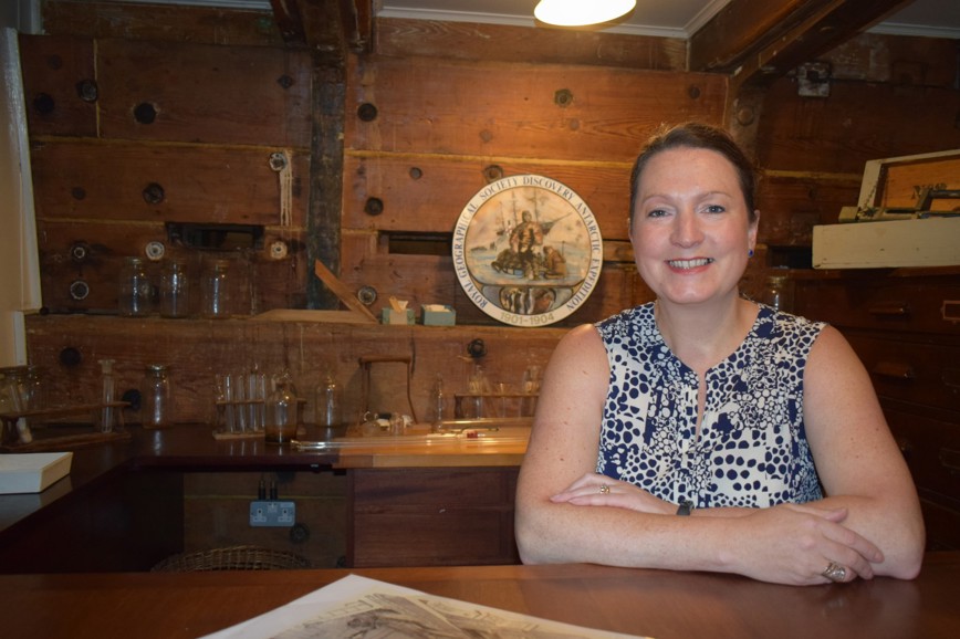 Dr Rebecca Wade aboard the RRS Discovery