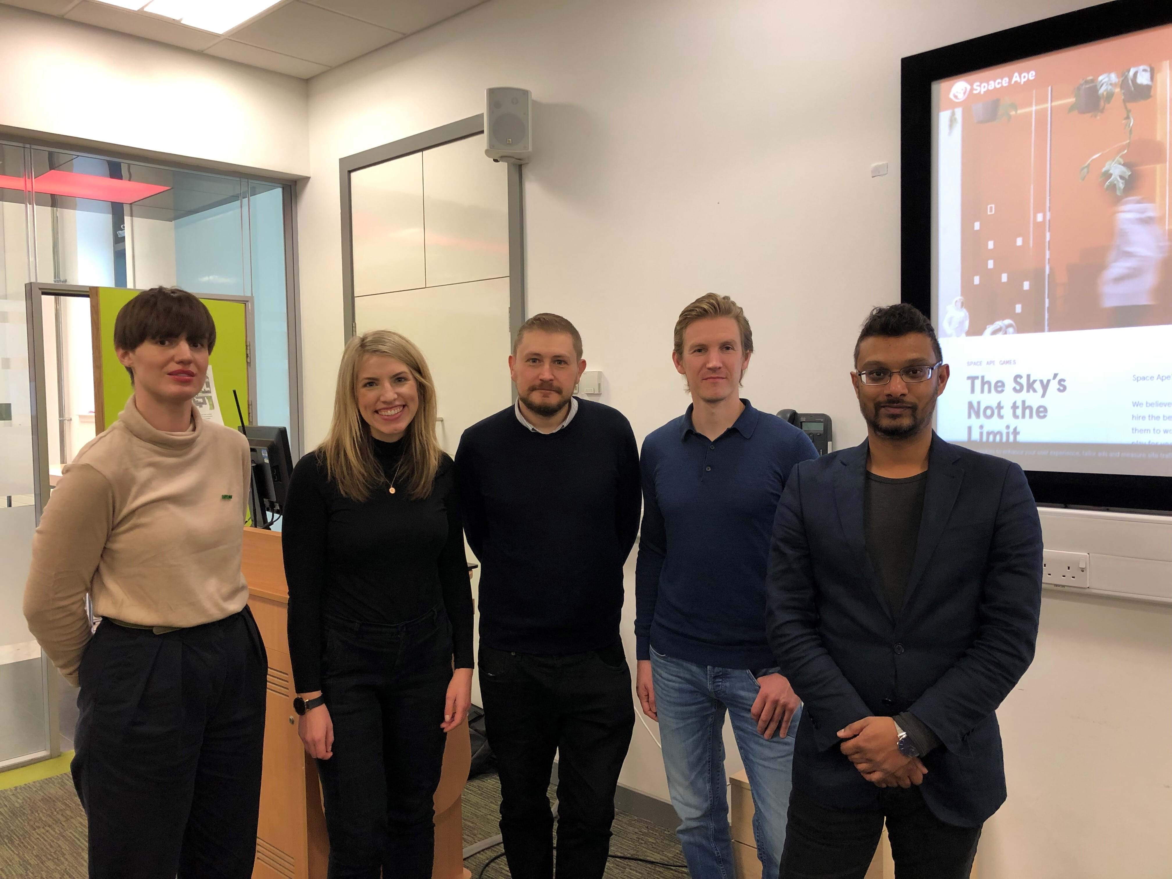 Left to right: Laura Clarke, Policy Officer NSPCC; Karen Hutchison, Senior Officer CEOP Partnership Delivery (NCA); Andy Burrows, Head of Child Safety Online Policy, NSPCC; Max Bauer, Head of Customer Service, Space Ape Games; Darshana Jayemanne, Lecturer in Games and Arts, Abertay University