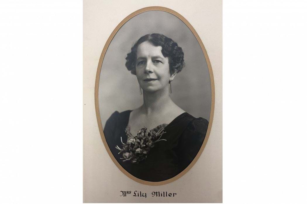 Black and white photograph of Councillor Lily Miller