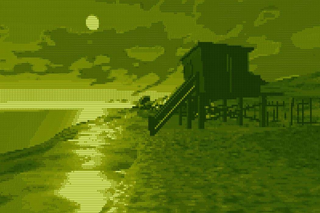 Virtua Walker Screenshot depicting a hut on a beach