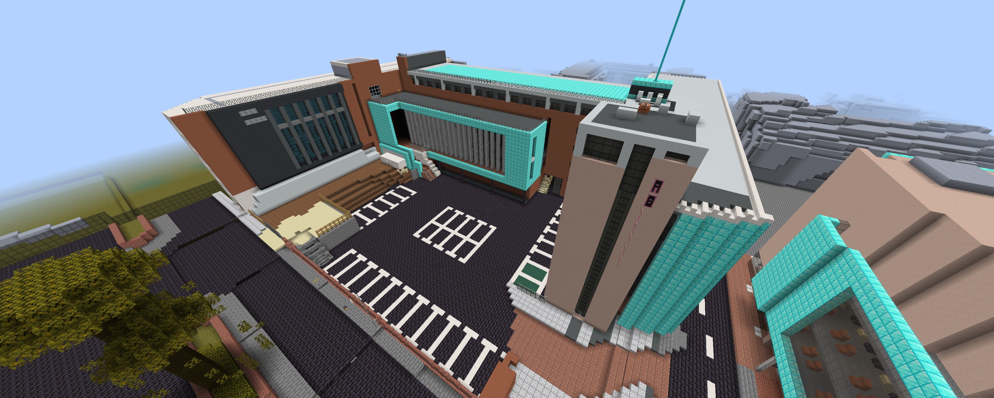 An aerial view of Abertay's Minecraft recreation