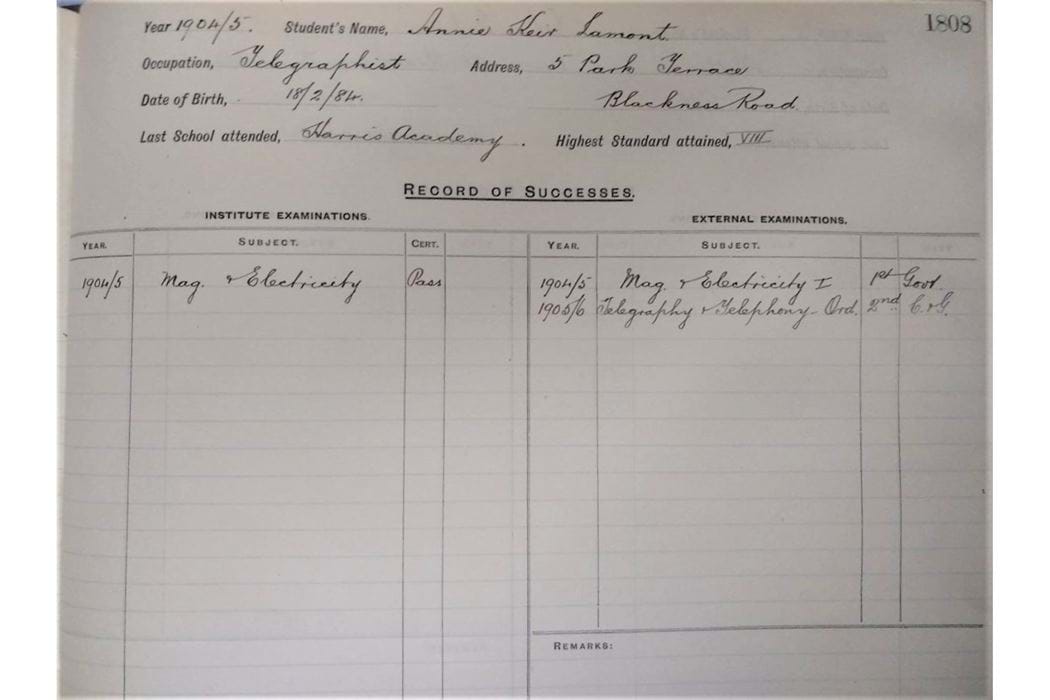  Annie Keir Lamont Student Record 