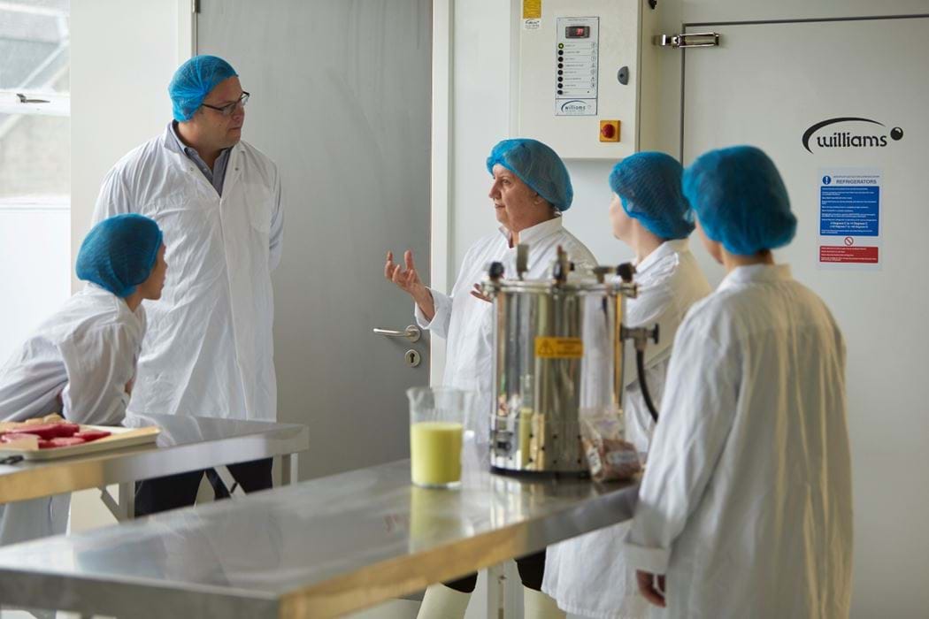 Students in Abertay food labs.