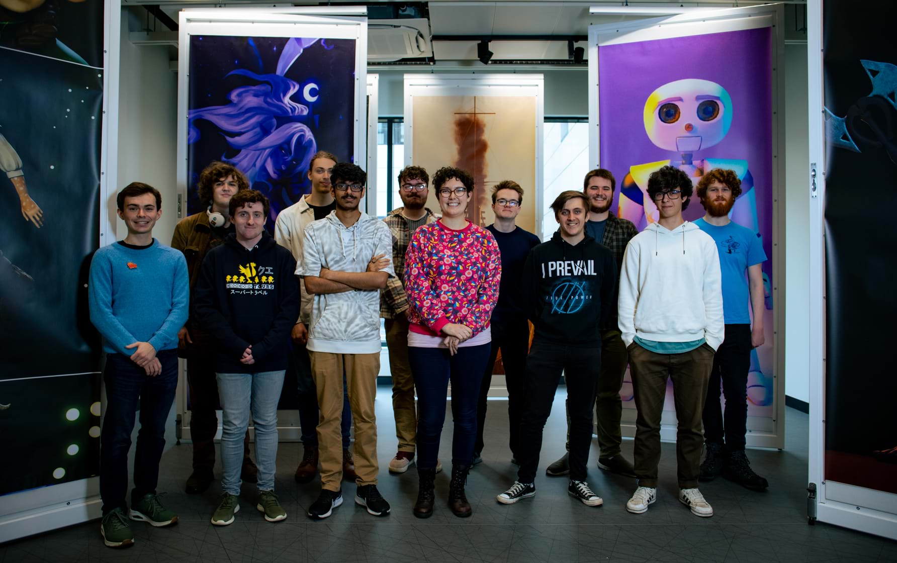 Abertay students from the two winning teams with Games and Arts lecturer Dr Hailey Austin