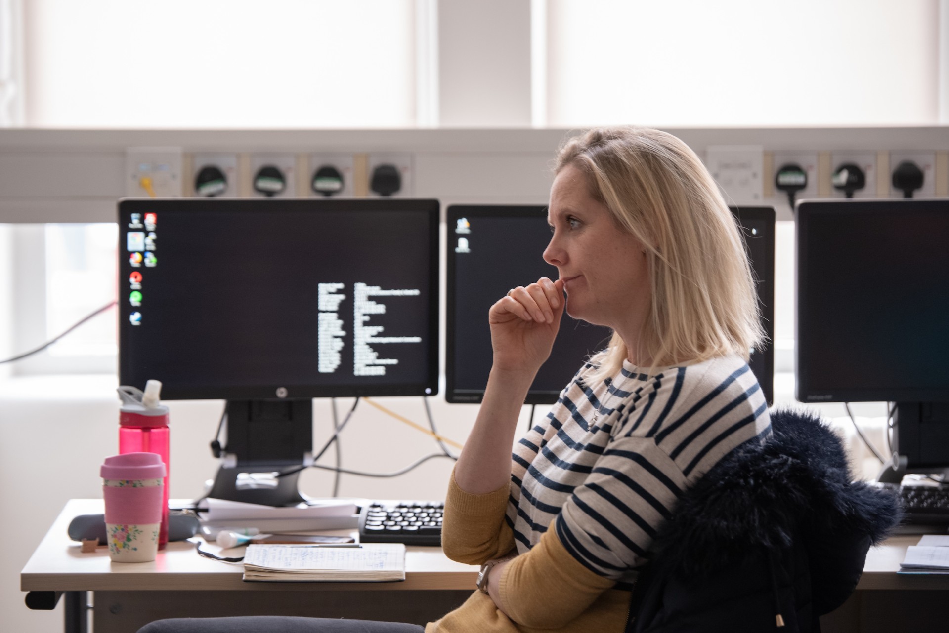 Student in front of a computer