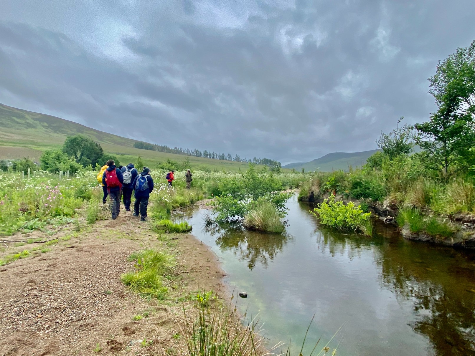 Students on a field trip to Rottal River